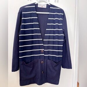 Navy Striped Women's Cardigan